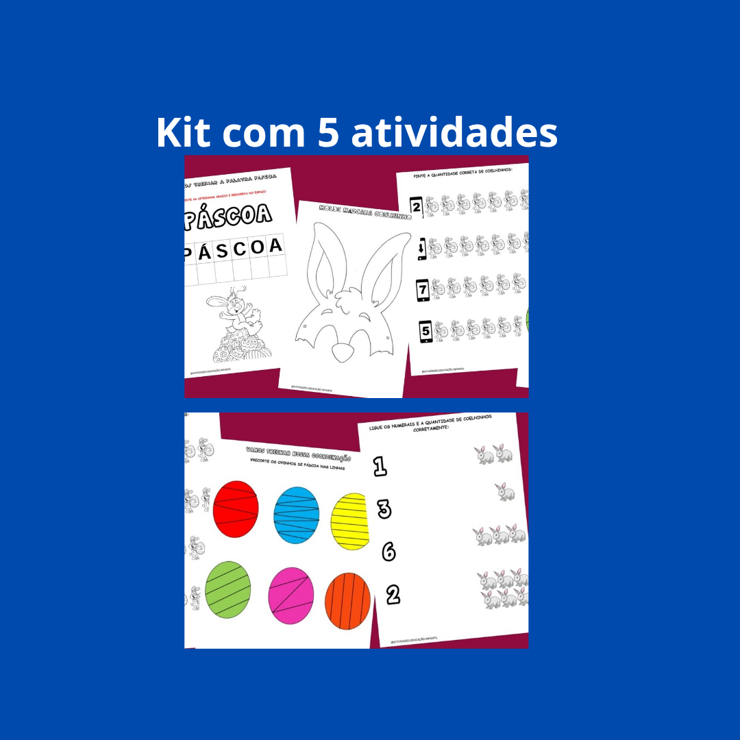 Kit com 5 atividades Páscoa