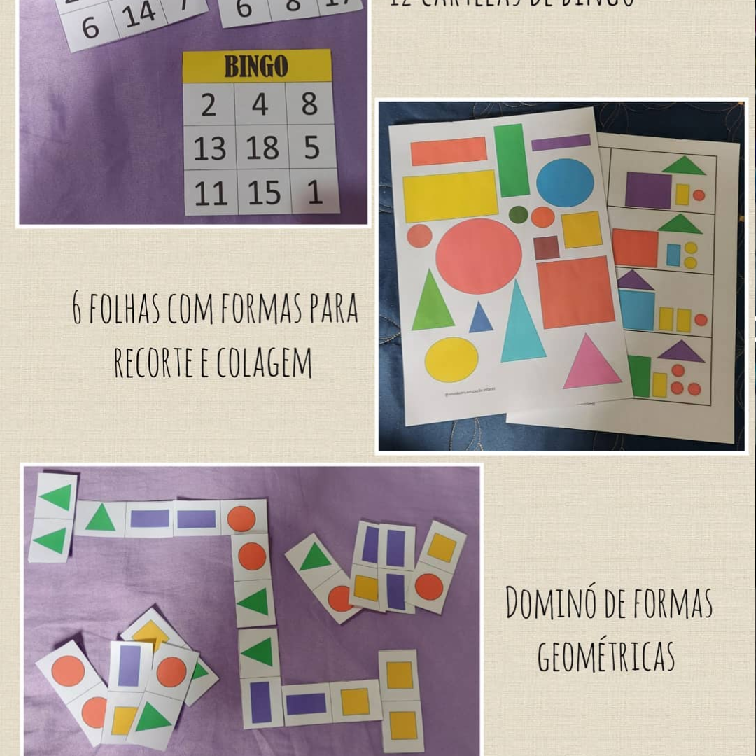 Jogos matemática (bingo, dominó, formas geométricas)