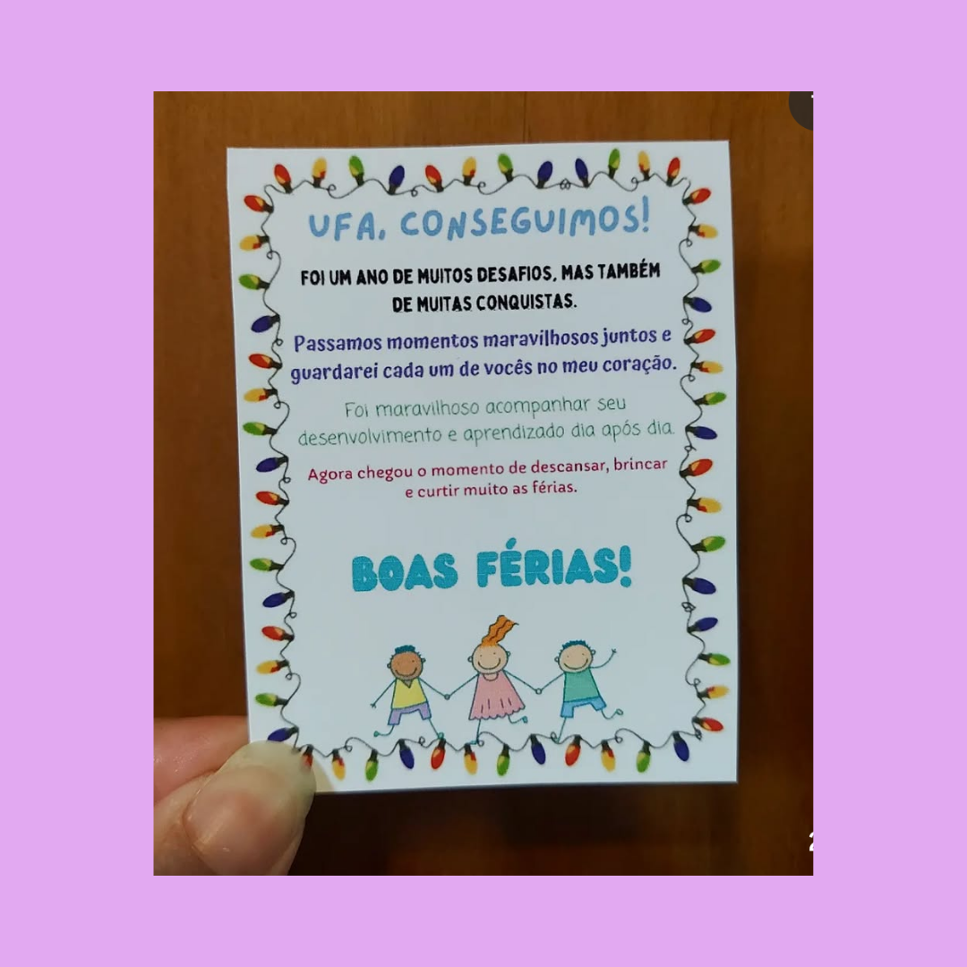 Cartão boas férias alunos
