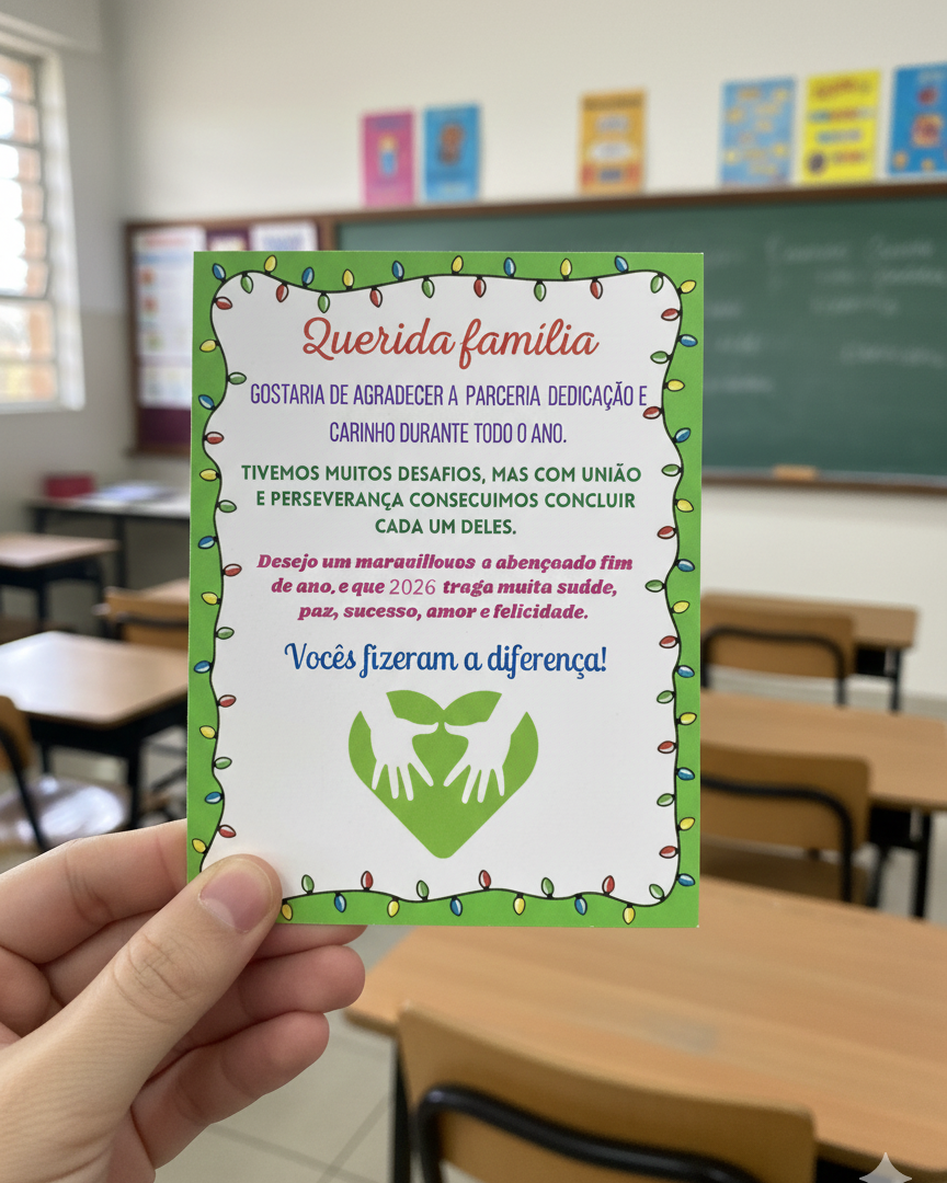 Cartão agradecimento famílias