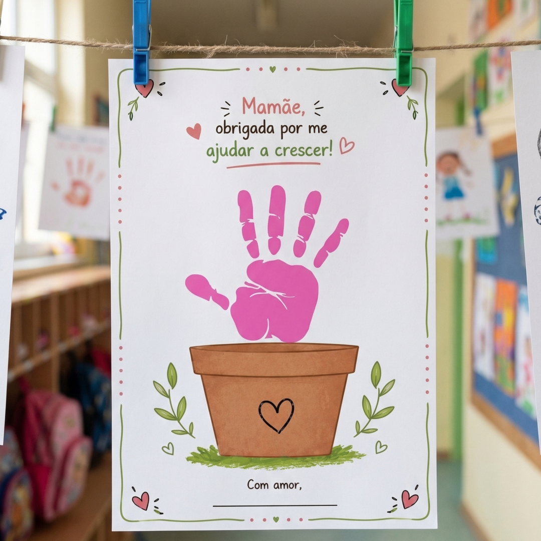 Atividade mão vaso para a mamãe