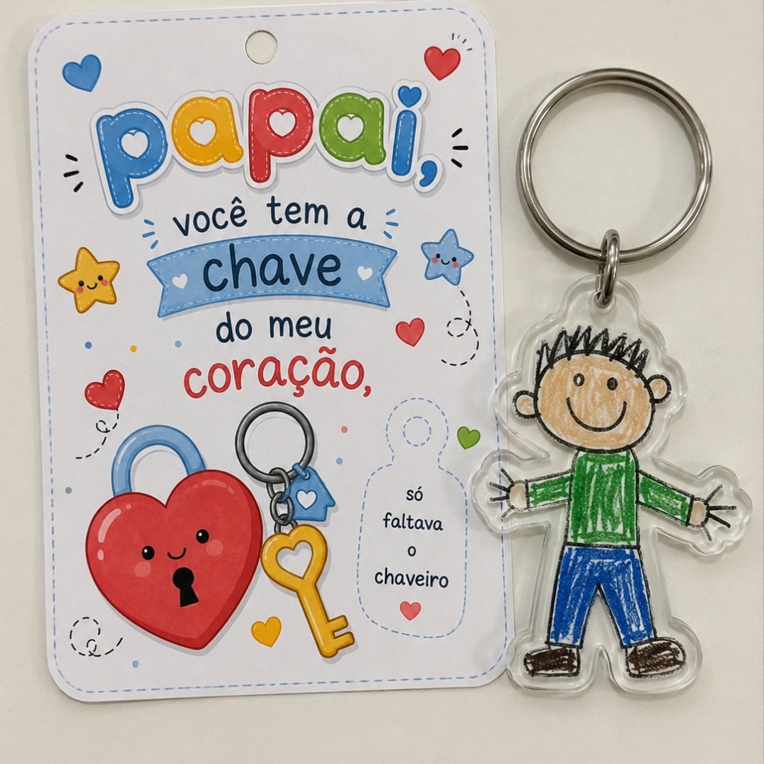 Cartão + desenho chaveiro dia dos pais