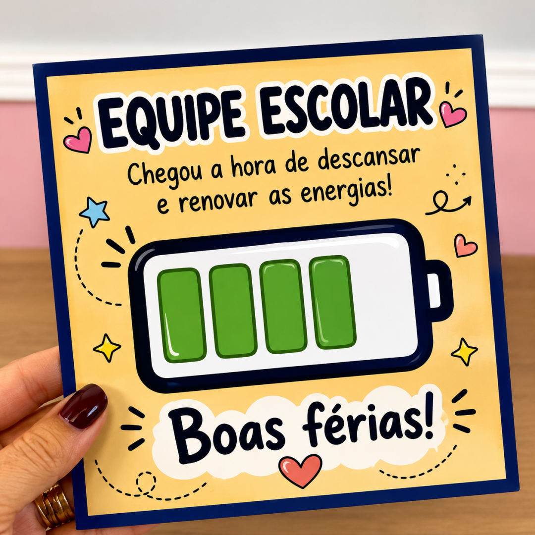Bilhete férias equipe escolar