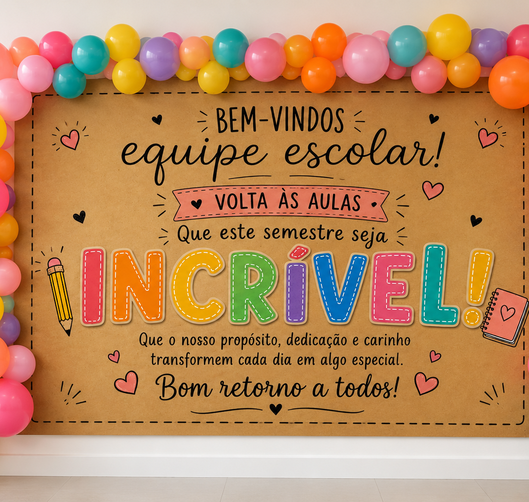 Painel volta às aulas equipe escolar