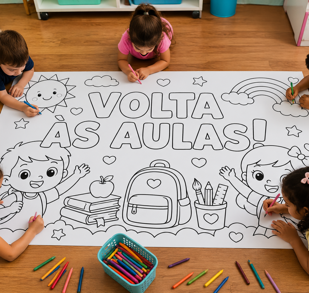Tapete colorir volta às aulas