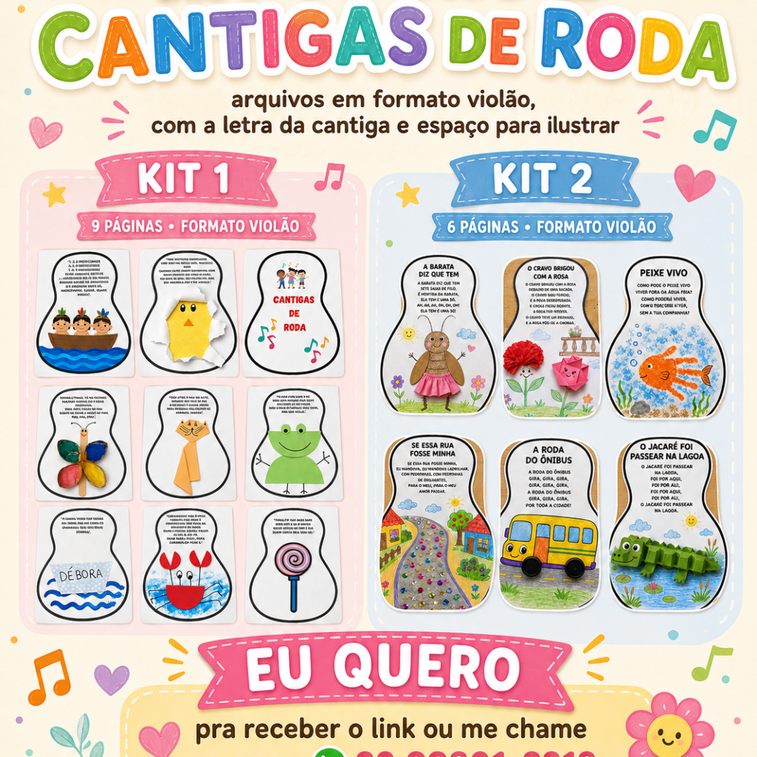 Kit 1 + kit 2 cantigas de roda