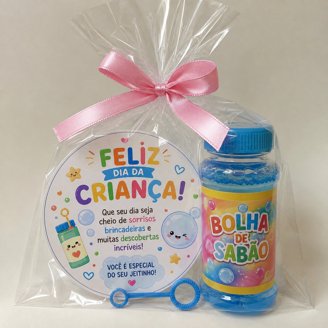 Cartão bolhas de sabão dia das crianças
