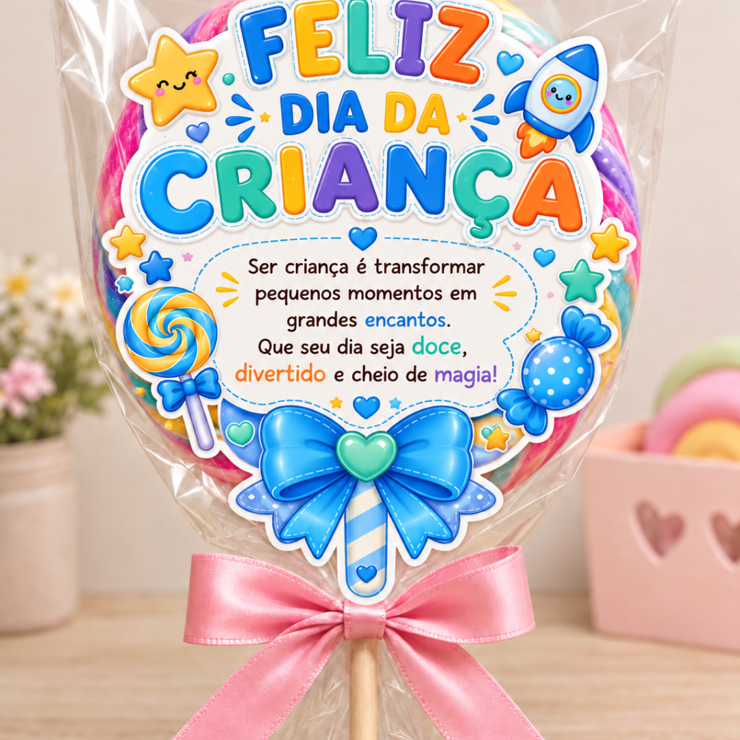 Cartão pirulito dia das crianças