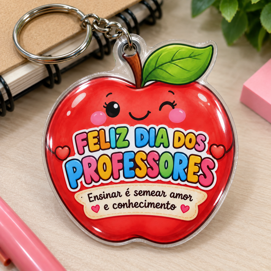 Chaveiro maçã dia dos professores