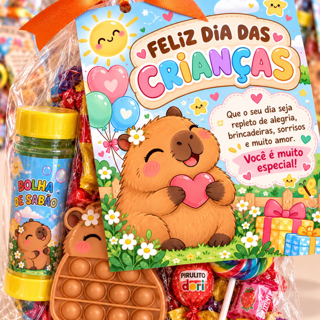 Cartão dia das crianças capivara